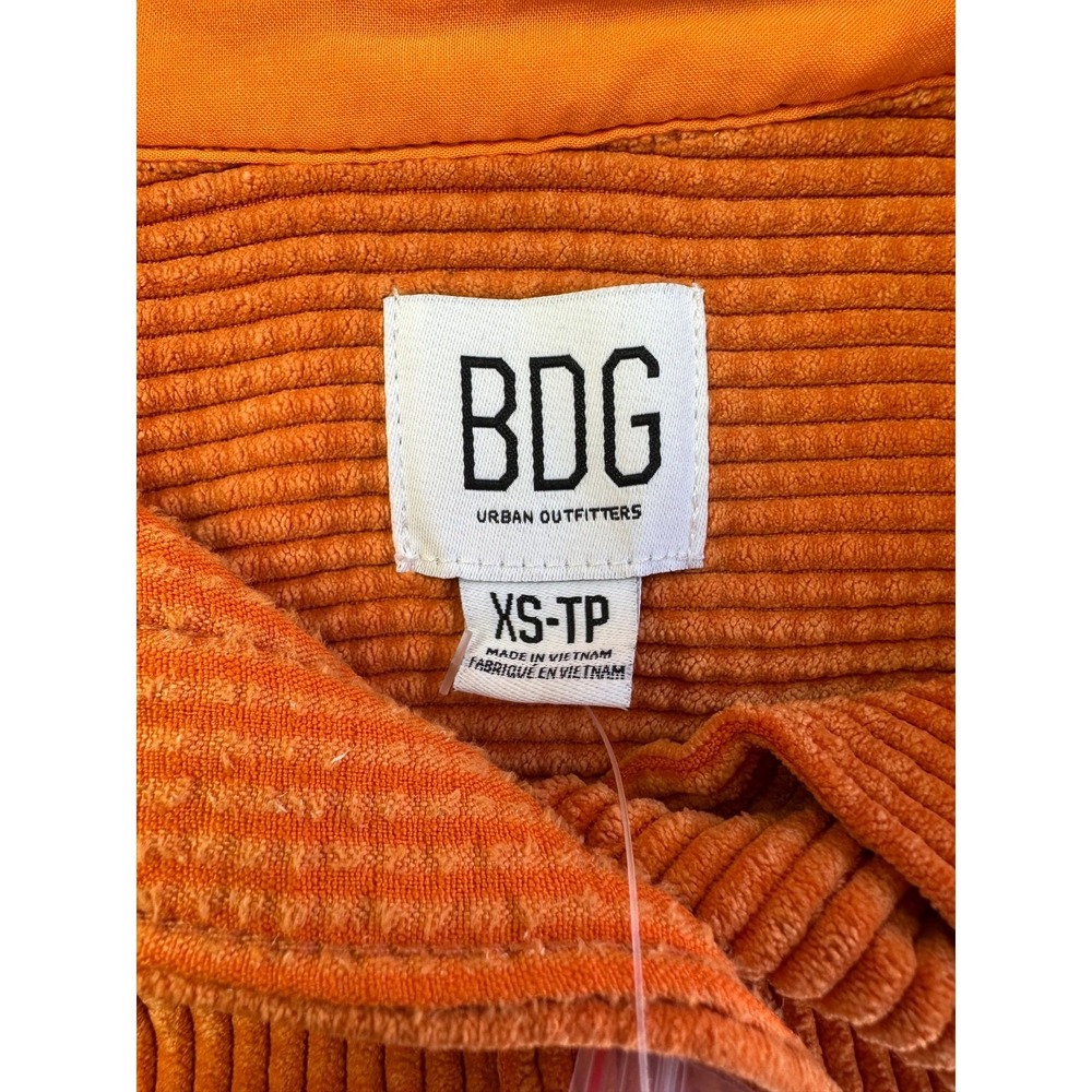 NEW BDG Urban Outfitters XS Orange Corduroy Button Up Crop Shirt Shacket Jacket - Picture 10 of 16